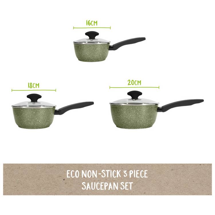 Prestige Eco 3 Piece Saucepan Set - Green 0