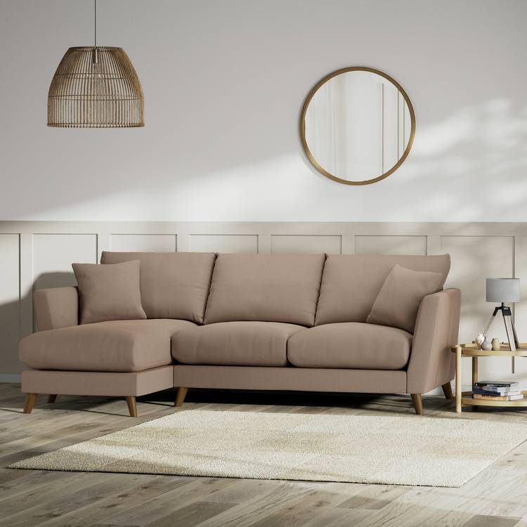 Habitat Lomond Left Hand Corner Sofa - Biscuit - Dark Leg 0