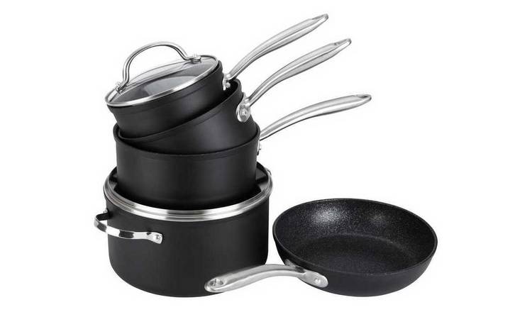 Prestige Scratch Guard 5 Piece Aluminium Pan Set - Black