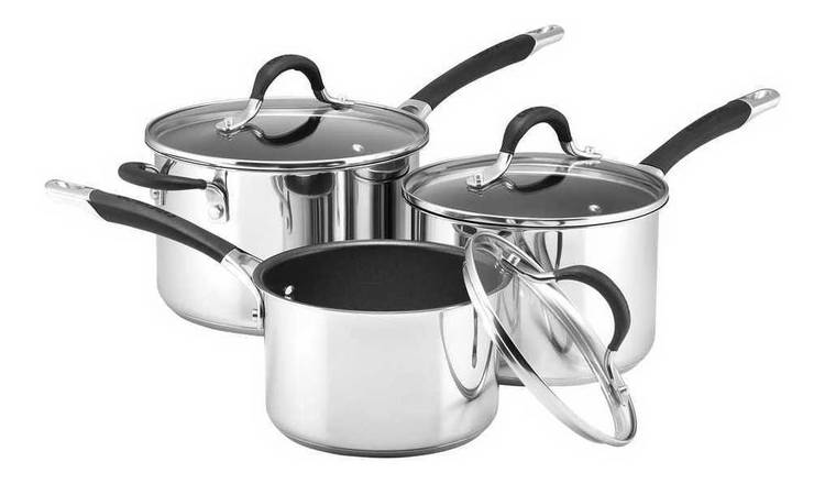 Circulon Momentum 3 Piece Stainless Steel Saucepan Set