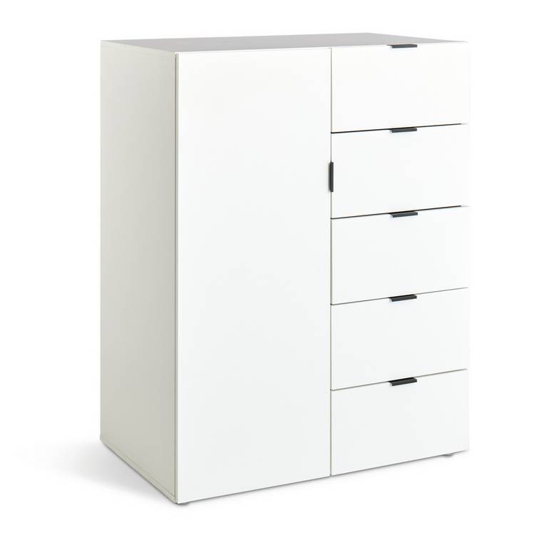 Habitat Zeke 1 Door 5 Drawer Wardrobe - White 0