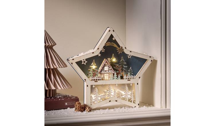 Habitat Winter Scene Wooden Nightlight Christmas Decoration