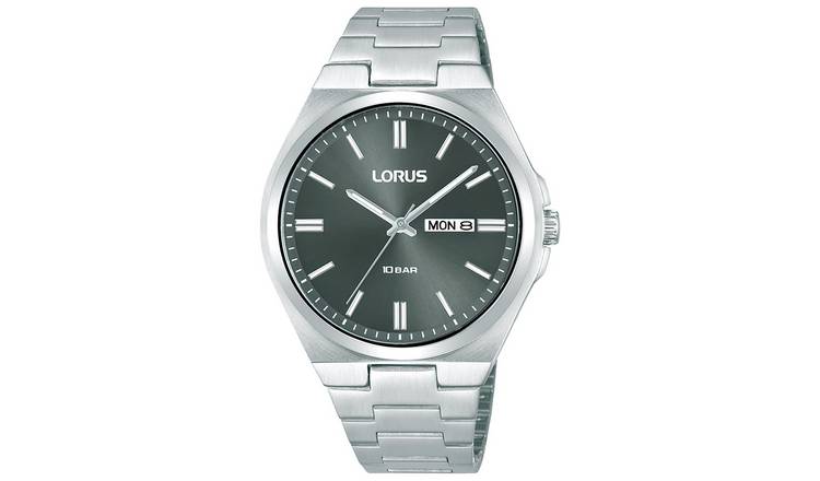 Lorus Dark Grey Sunray Dial Silver Colour Bracelet Watch