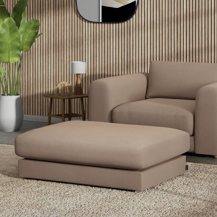 Habitat Ayr Fabric Footstool - Biscuit 0