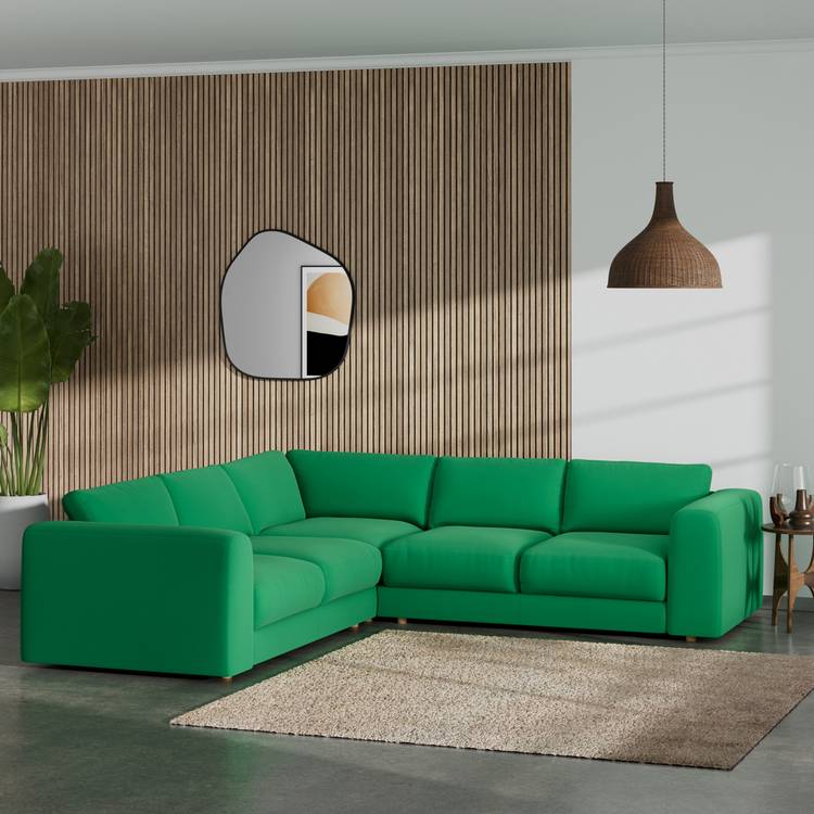 Habitat Ayr Reversible Corner Sofa - Emerald Blue - Ash Leg 0