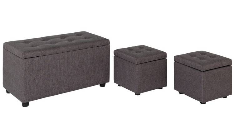 Argos Home Wendover Fabric Ottoman with Stools - Grey