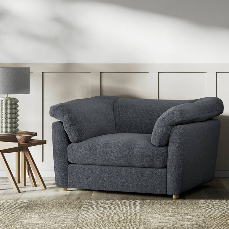 Habitat Wynn Fabric Cuddle Chair - Charcoal - Ash Leg 0