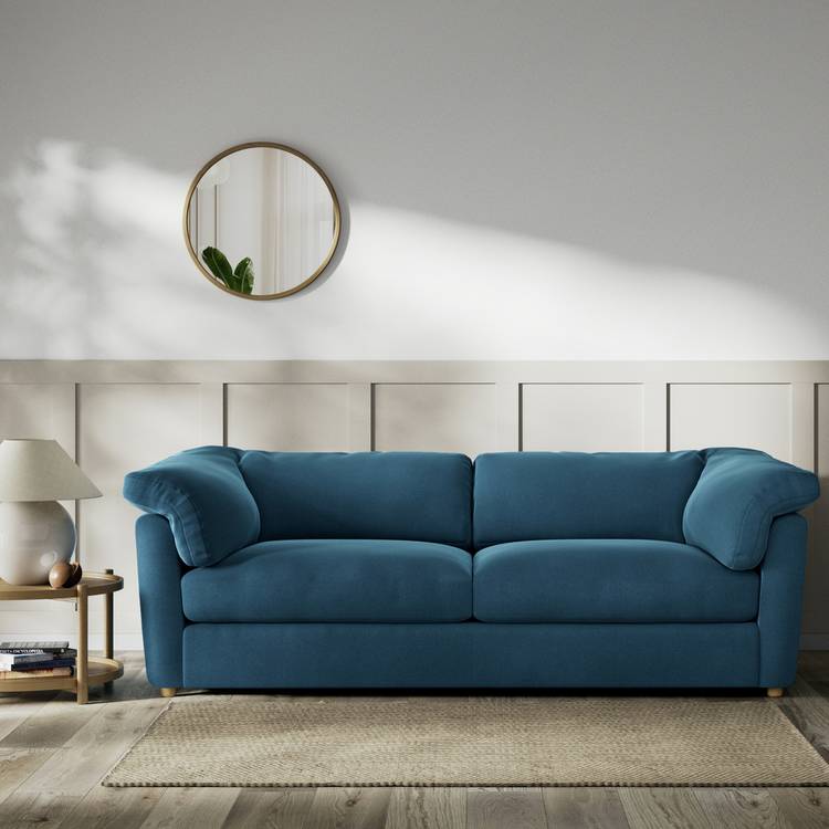 Habitat Wynn Velvet 4 Seater Sofa - Ink Blue - Ash Leg 0