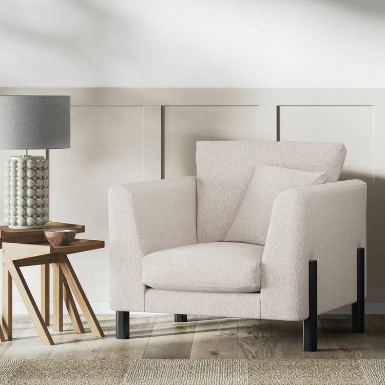 Habitat Aston Fabric Armchair - Natural - Black Leg 0