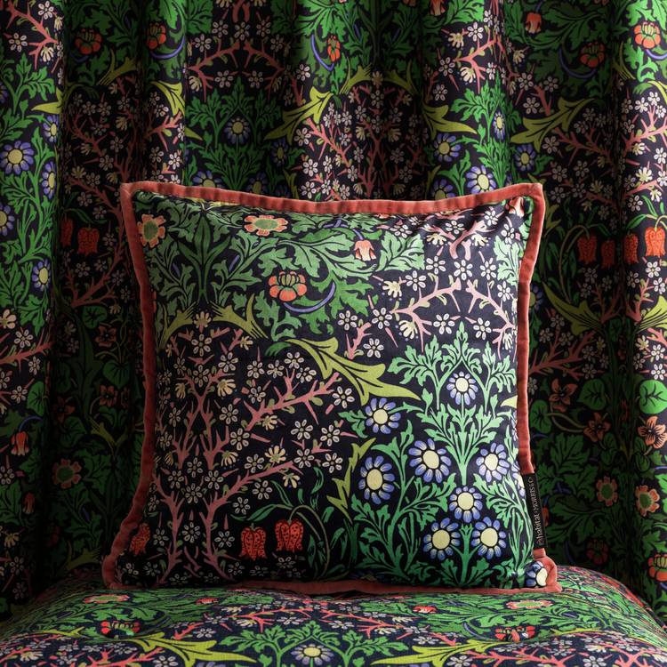 Habitat x Morris & Co. Blackthorn Cushion - Green - 43x43cm 0