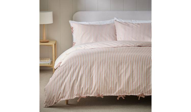 Habitat Textured Stripe with Ties Rust Bedding Set - Single