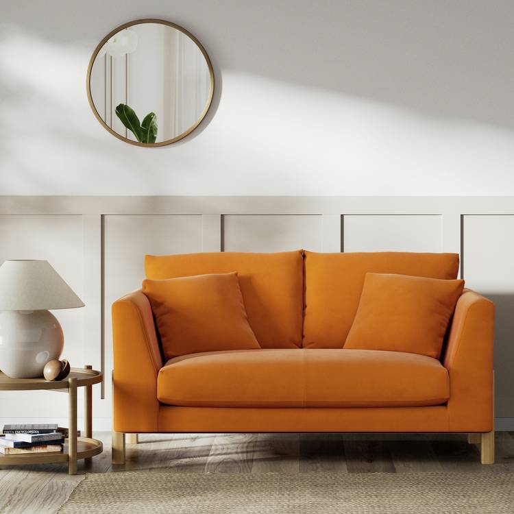 Habitat Aston Fabric 2 Seater Sofa - Orange - Ash Leg 0