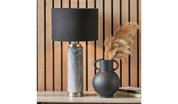 Pacific Carrara Ceramic Marble Effect Tall Table Lamp - Grey