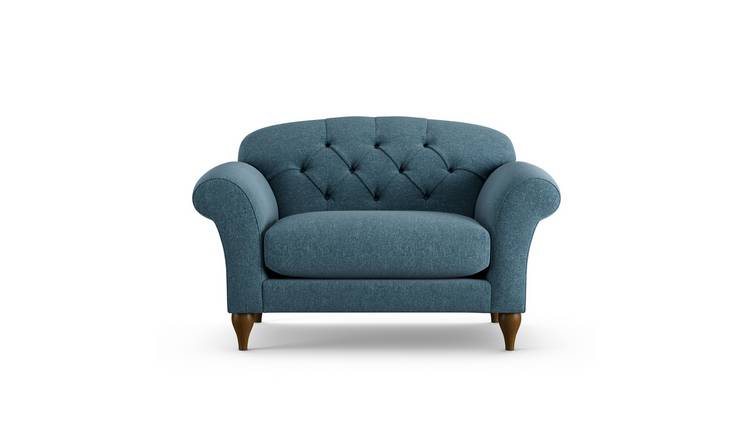 Habitat Brooker Fabric Cuddle Chair - Blue - Dark Leg