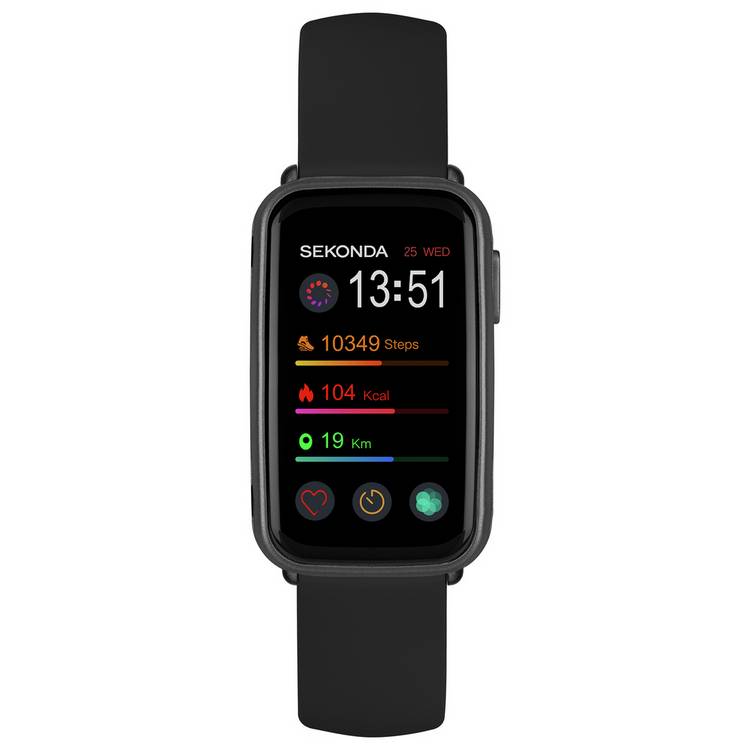 Sekonda Black Silicone Strap Fitness Tracker Smart Watch 0