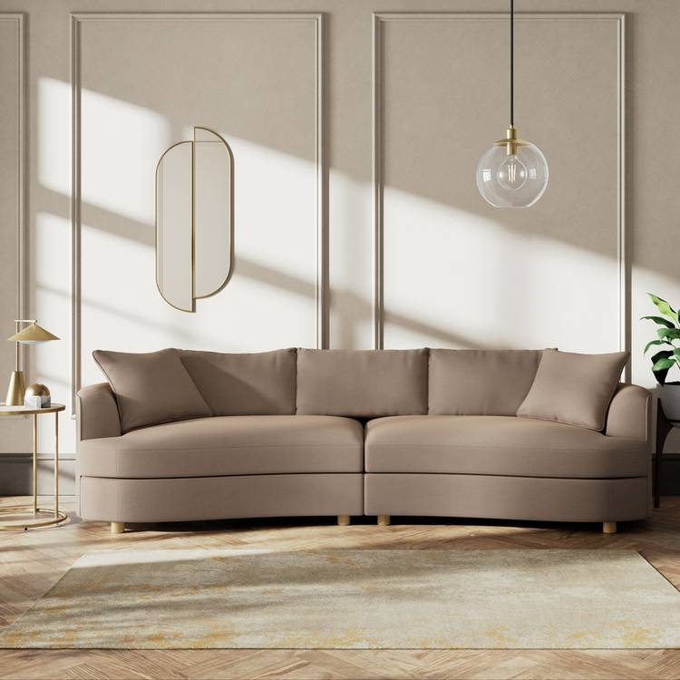 Habitat Sacha Fabric 4 Seater Sofa - Biscuit - Ash Leg 0