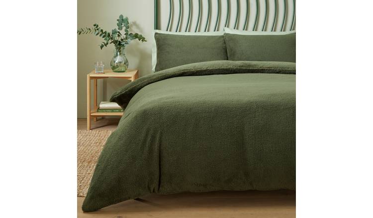 Argos Home Fleece Green Bedding Set - Single