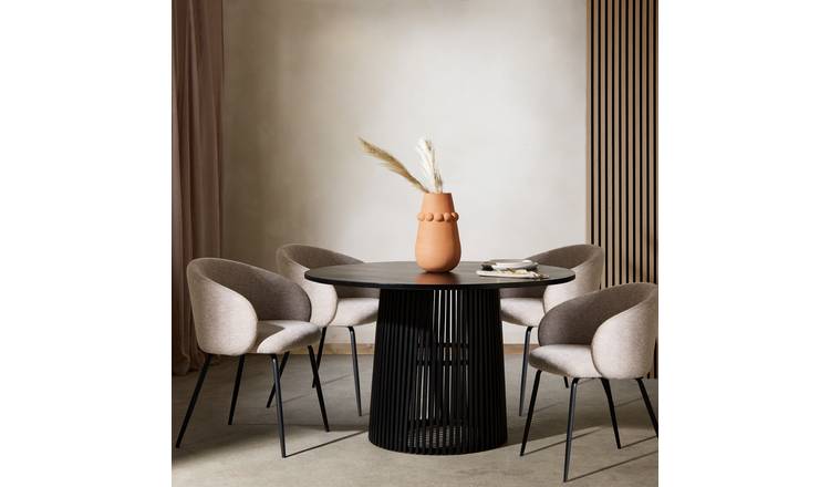 Habitat Jericho Black Dining Table & 4 Natural Chairs