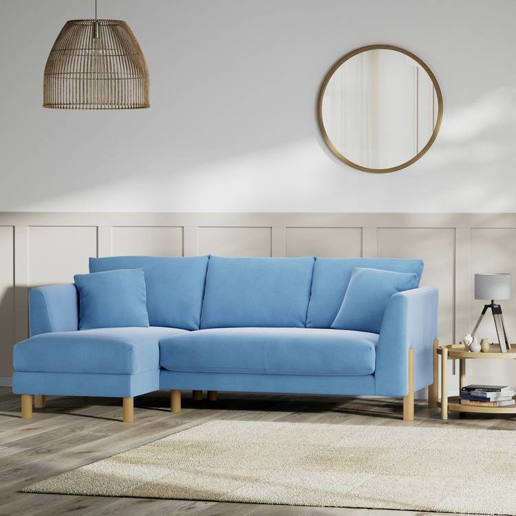 Habitat Aston Left Hand Corner Sofa - Sky Blue - Ash Leg 0