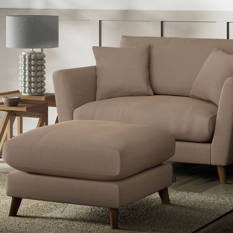 Habitat Lomond Fabric Footstool - Biscuit - Dark Leg 0