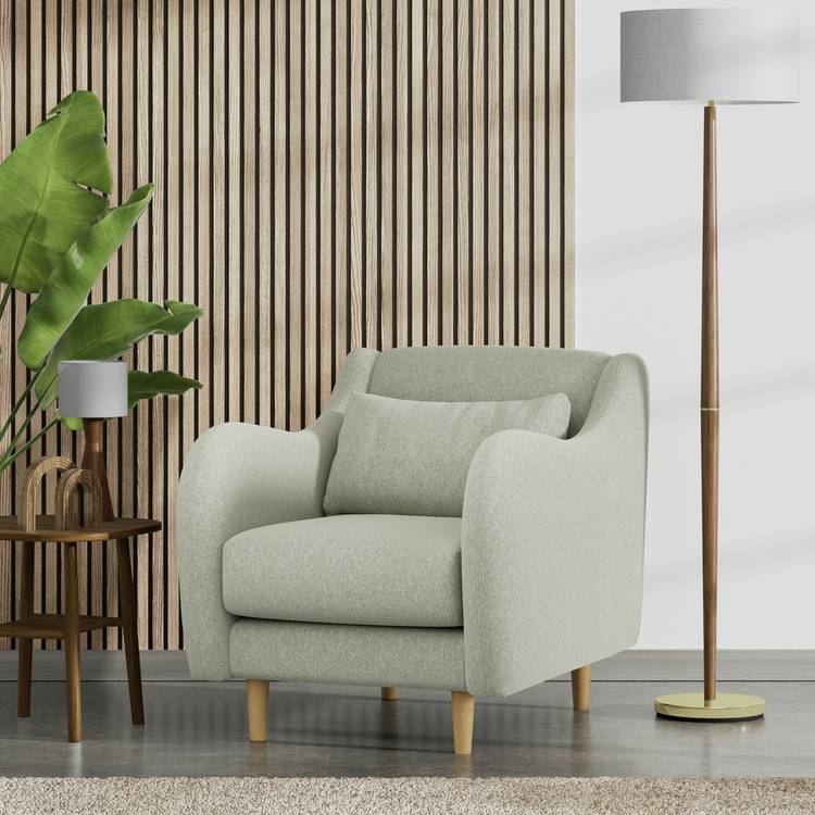 Habitat Turnmill Fabric Armchair - Sage Green - Ash Leg 0