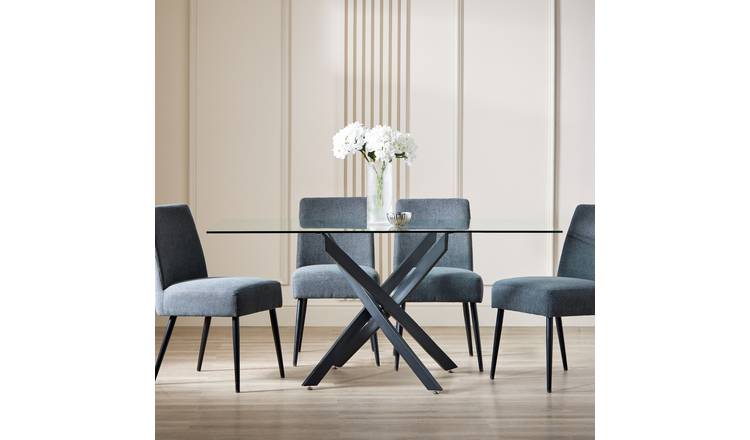 Argos Home Blake Metal & Glass 6 Seater Dining Table - Black
