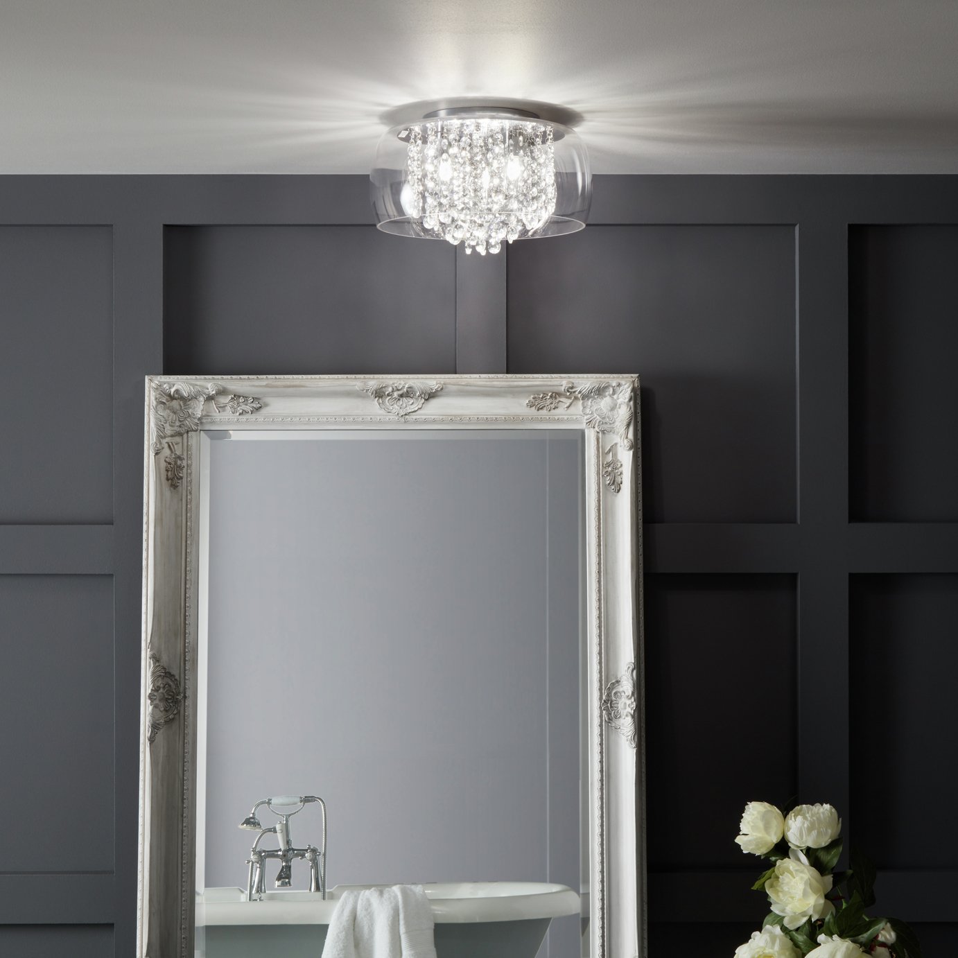 SPA Semi Flush Cloche Bathroom Ceiling Light -Glass & Chrome Review