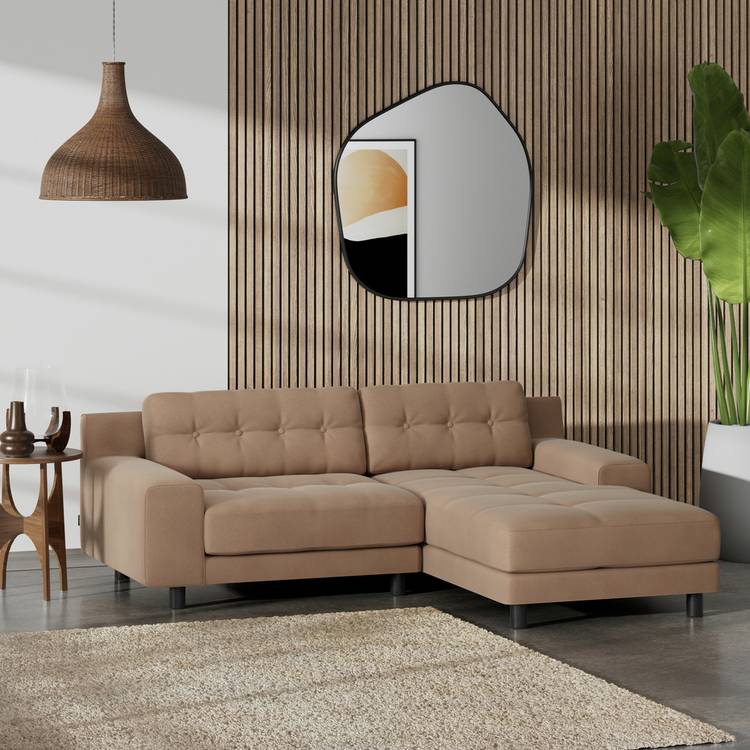 Habitat Hendricks Right Hand Corner Sofa - Latte - Black Leg 0