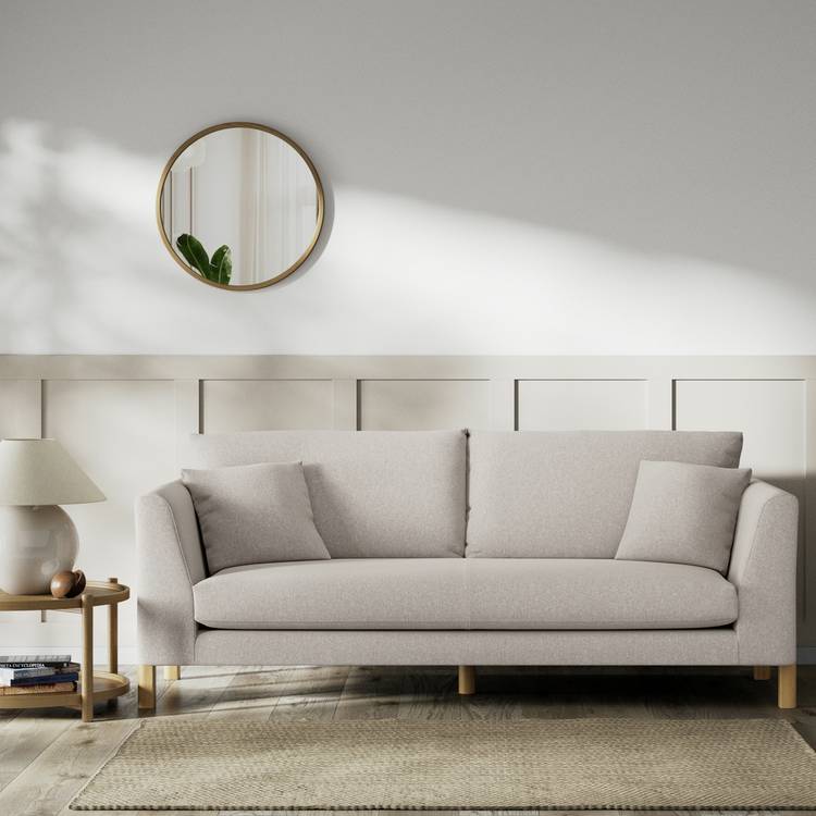 Habitat Aston Fabric 3 Seater Sofa - Stone - Ash Leg 0