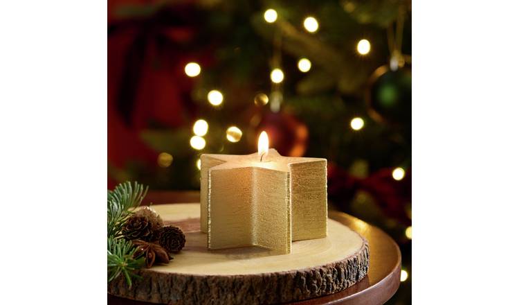 Argos Home Medium Gold Star Shaped Candle - Christmas Spice