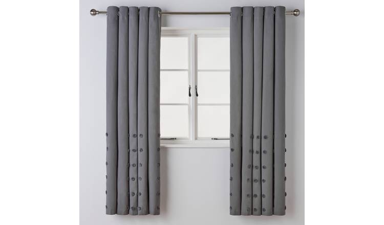 Argos Home Tufted Spot Fully Lined Eyelet Curtains - Grey
