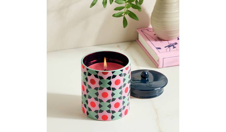 Habitat Ceramic Candle with Lid - Pomegranate & Amber