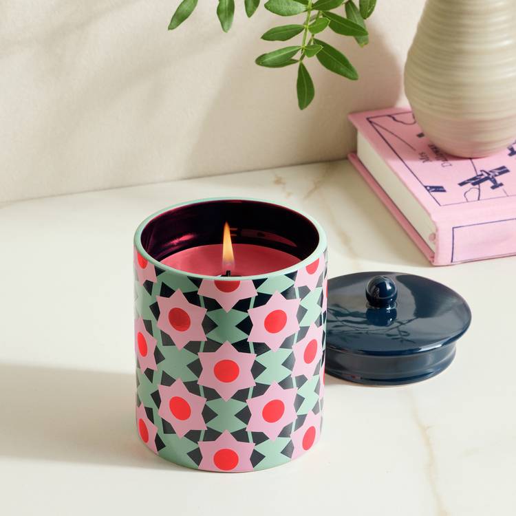 Habitat Ceramic Candle with Lid - Pomegranate & Amber 0