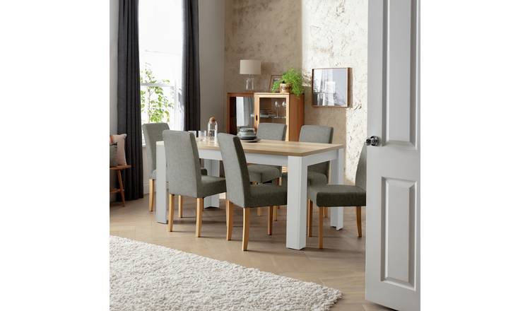 Argos Home Preston WoodEffect Dining Table & 6CharcoalChairs