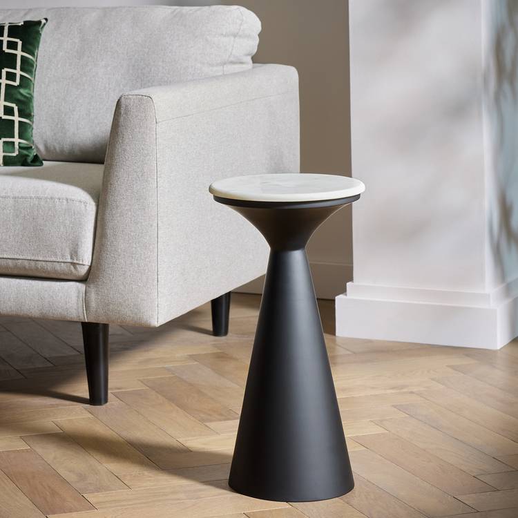 Habitat Kanan Side Table - Black & White 0
