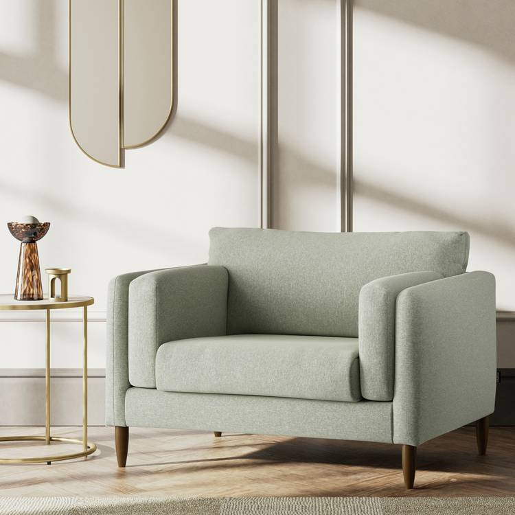 Habitat Newington Fabric Cuddle Chair - Sage Green -Dark Leg 0