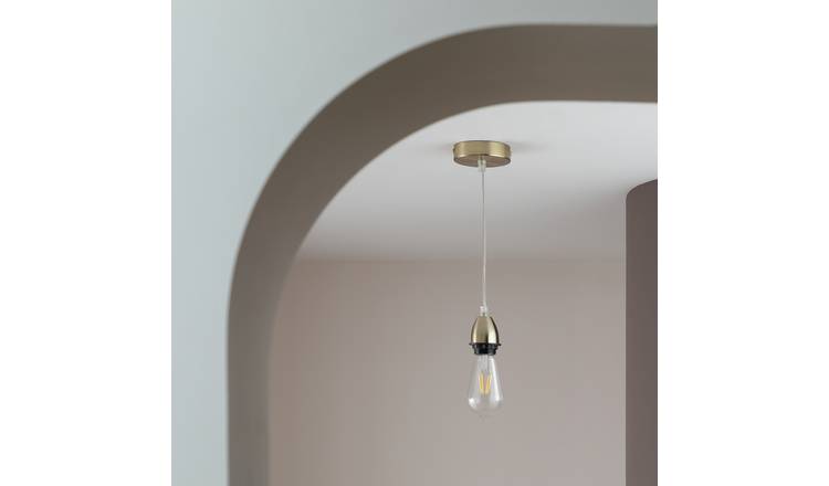 Habitat Metal Pendant Light - Brass