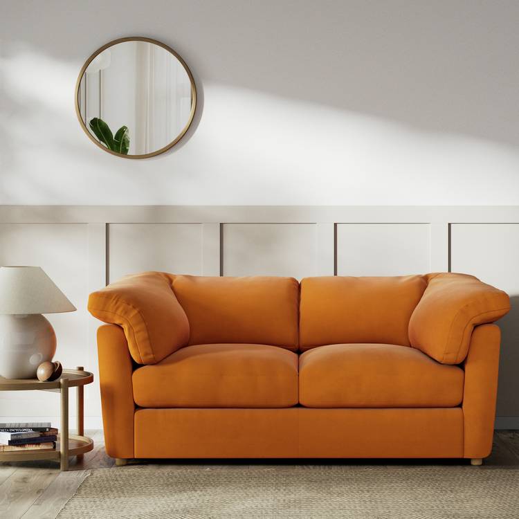 Habitat Wynn Fabric 2 Seater Sofa - Orange - Ash Leg 0