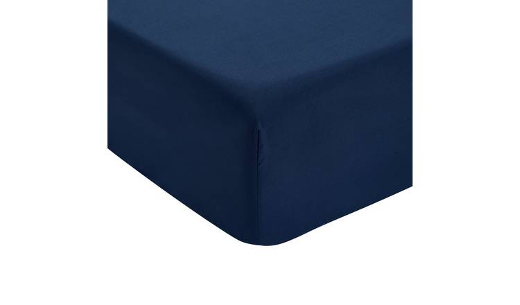 Home Essentials Soft Touch Navy Fitted Sheet - Small double