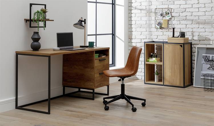Habitat Nomad 2 Drawer Office Desk - Oak