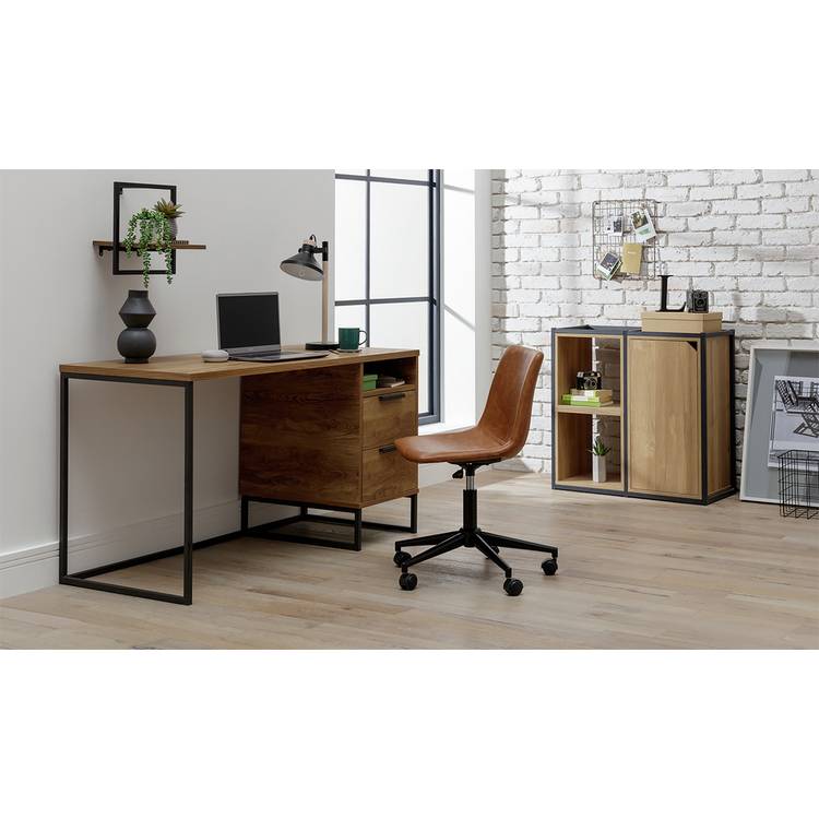 Habitat Nomad 2 Drawer Office Desk - Oak 0