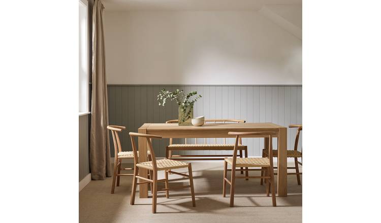 Habitat Alston Oak Dining Table, 1 Bench & 4 Oak Chairs