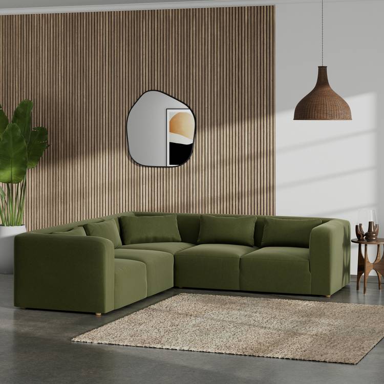 Habitat Lars Reversible Corner Sofa - Moss Green - Ash Leg 0