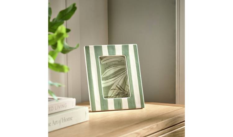 Habitat Green Stripe Ceramic Picture Frame - 4x6"