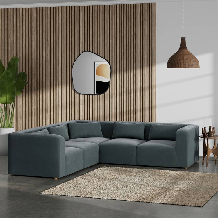 Habitat Lars Reversible Corner Sofa - Charcoal - Ash Leg 0
