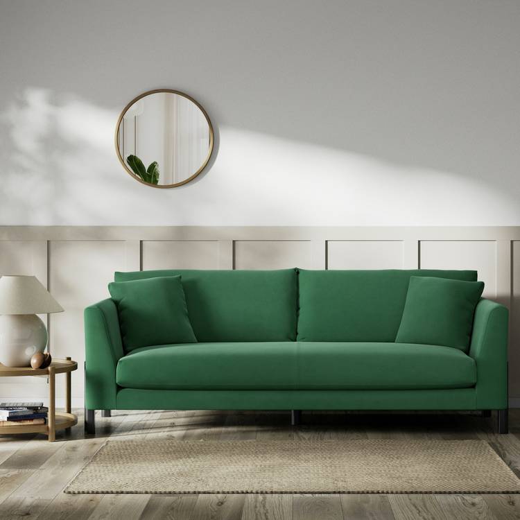 Habitat Aston Fabric 4 Seater Sofa - Green - Black Leg 0