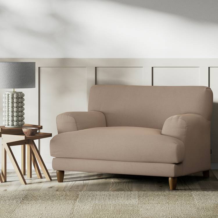 Habitat Askem Fabric Cuddle Chair - Biscuit - Dark Leg 0