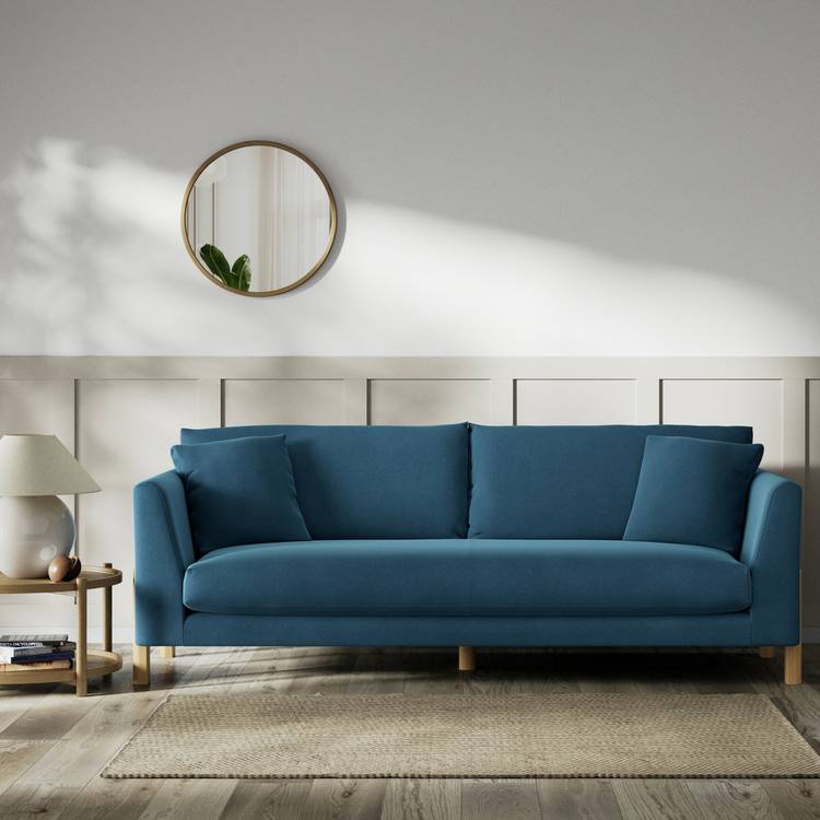 Habitat Aston Velvet 4 Seater Sofa - Ink Blue - Ash Leg 0
