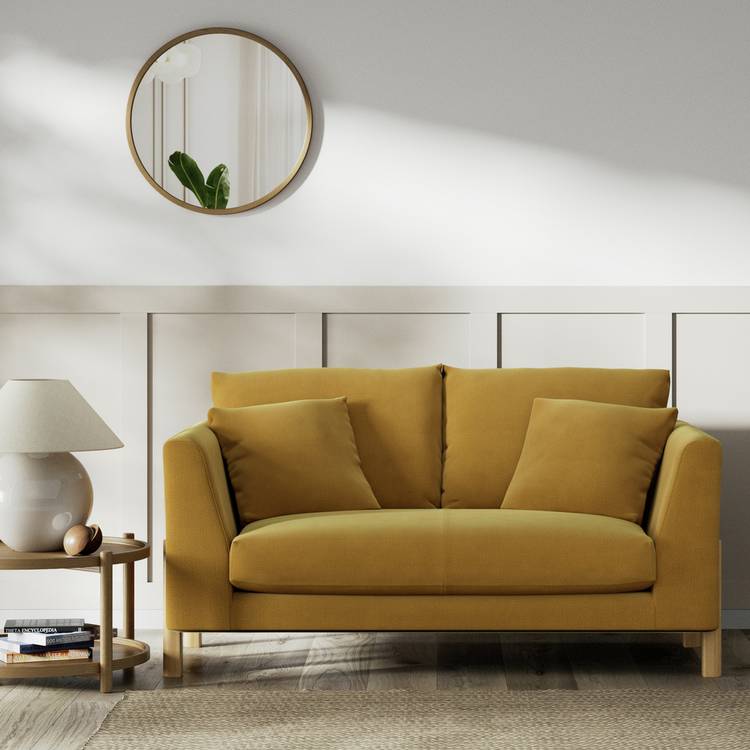 Habitat Aston Fabric 2 Seater Sofa - Gold - Ash Leg 0
