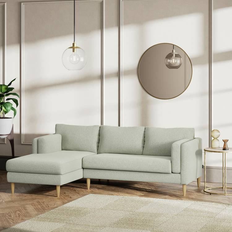 Habitat Newington Left Hand Corner Sofa -Sage Green- Ash Leg 0